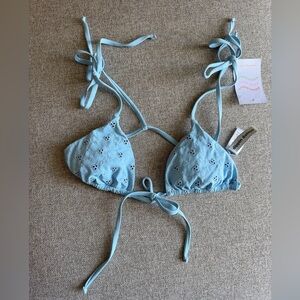 Dippin' Daisy's Baby Blue Eyelet Triangle Ellie Bikini Top NWT